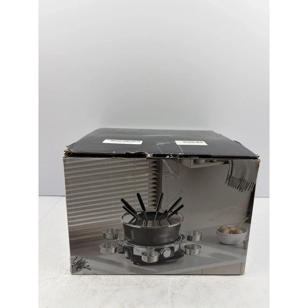 Gadamerlum Electric Fondue Pot Set 2L 1300W Black Cheese Chocolate 8 Forks Party